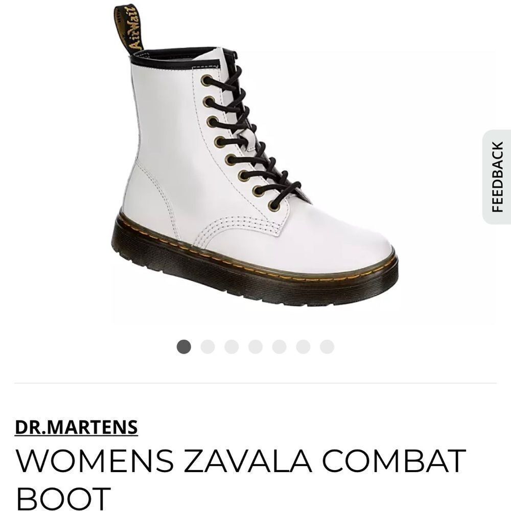 Dr. Marten’s Zavala white lace up combat boots, size women’s 6, men’s 5